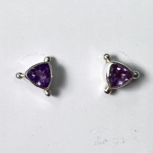 Earrings - Amethyst (Pointed Triangle)