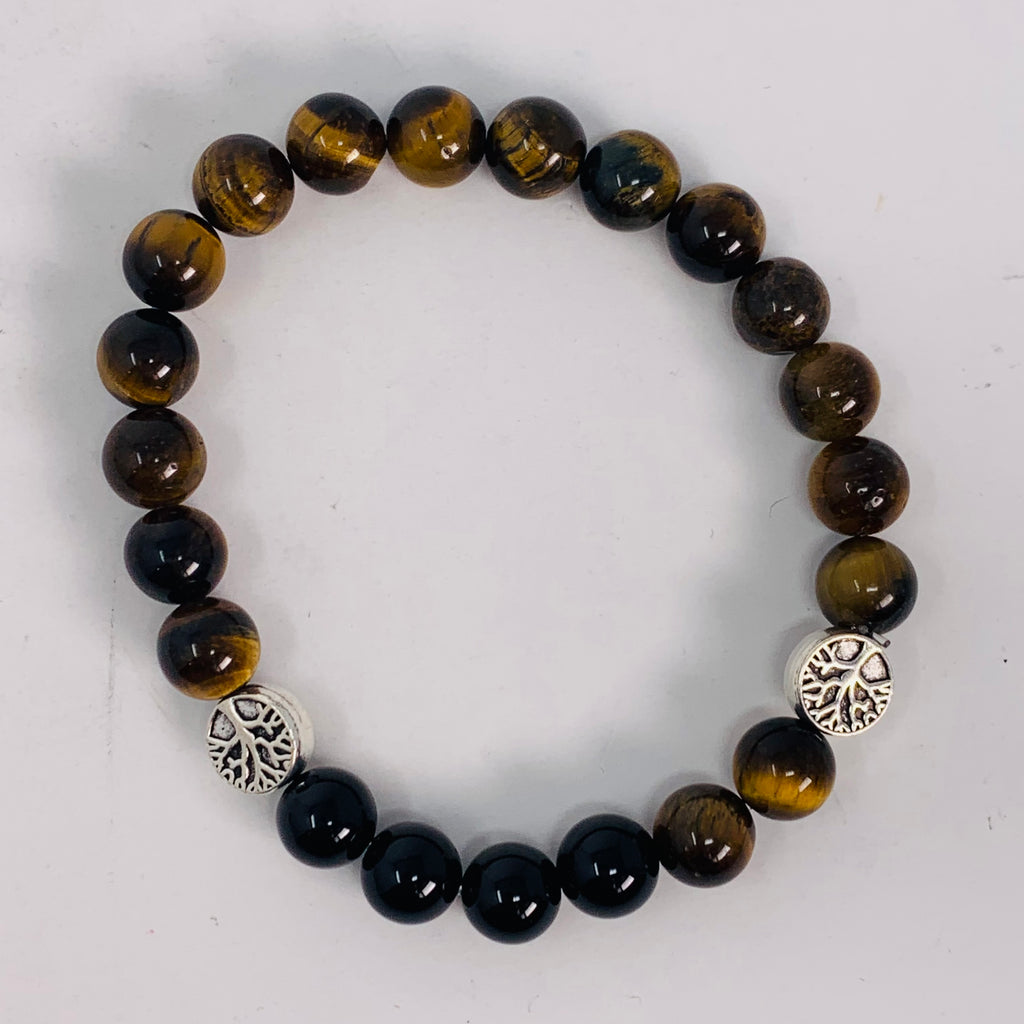 Bracelet - Tigers Eye 8mm & Tree of Life Charm