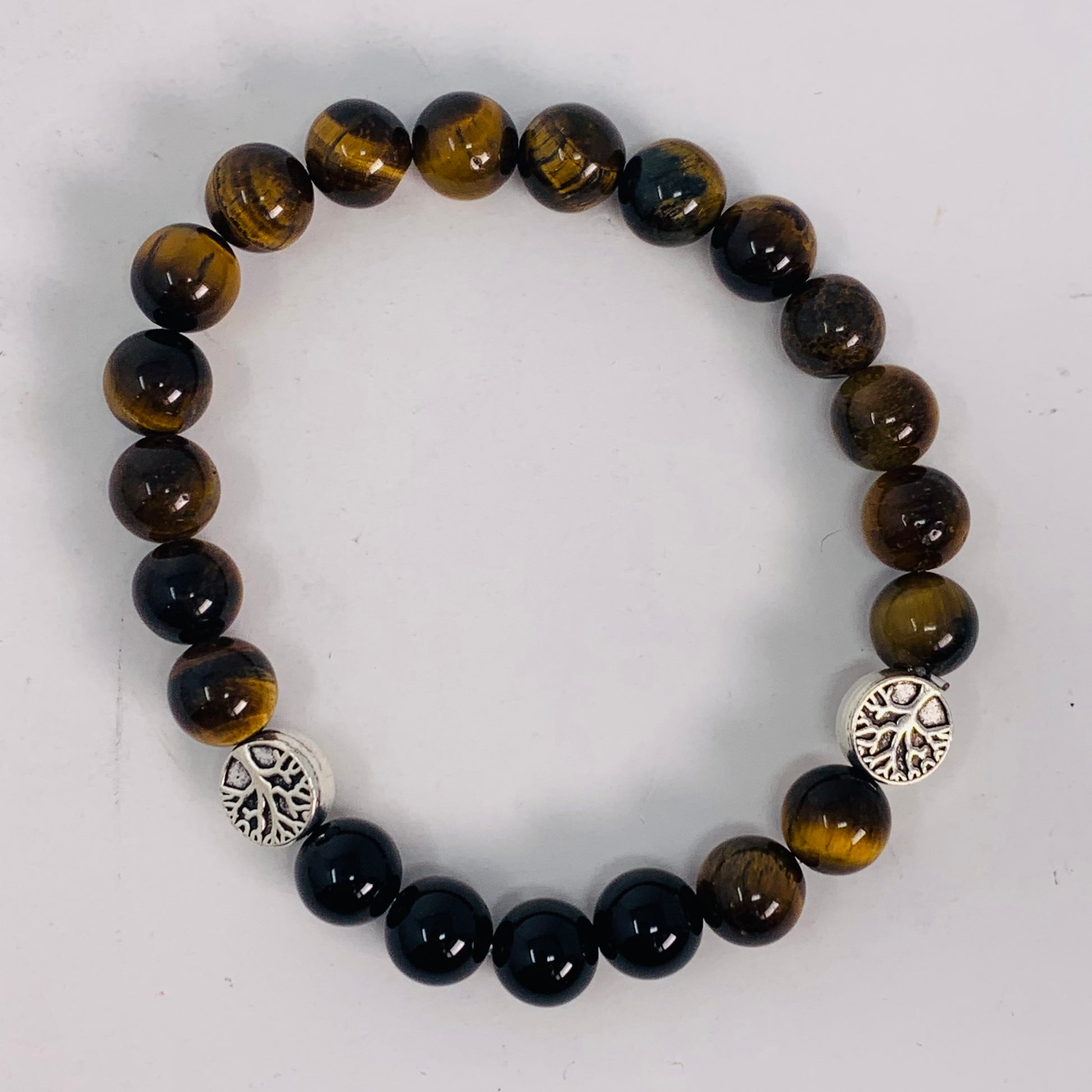 Bracelet - Tigers Eye 8mm & Tree of Life Charm