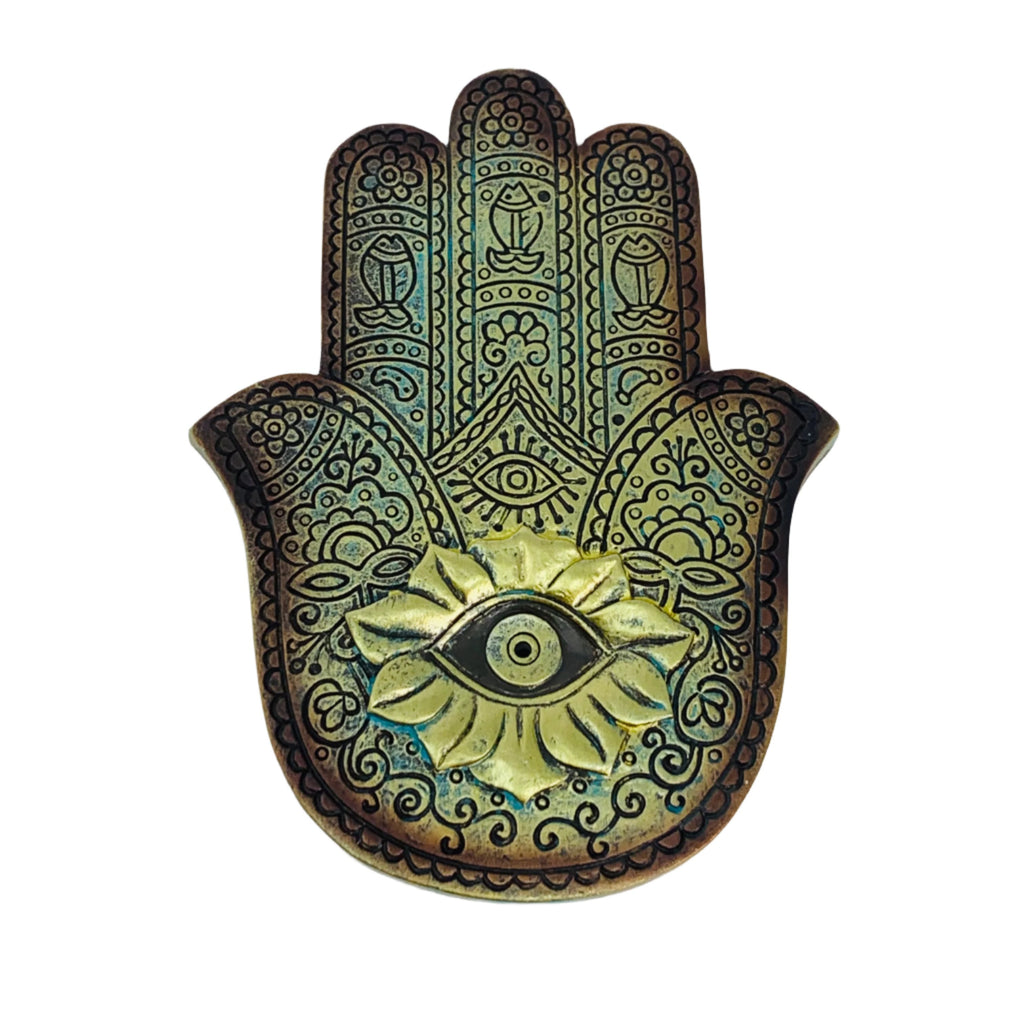 Hamsa Hand Incense Holder (Metallic/Resin)