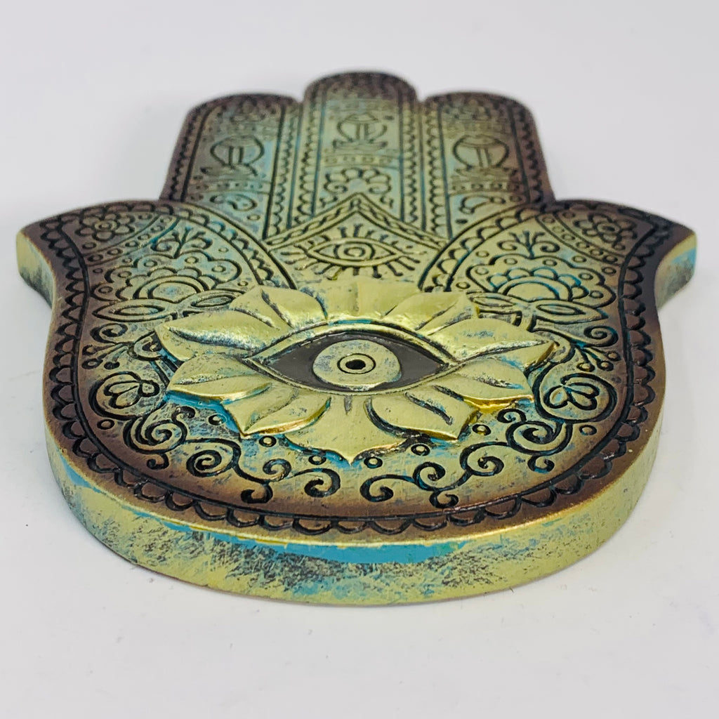 Hamsa Hand Incense Holder (Metallic/Resin)