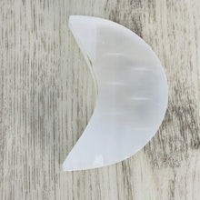 Load image into Gallery viewer, Selenite Engraved Moon - Seed of Life
