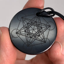 Load image into Gallery viewer, Shungite Engraved Pendant - Metatron
