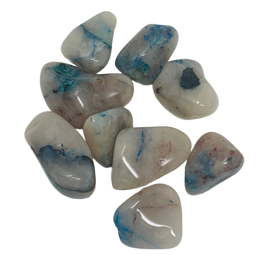 Shattuckite in Quartz - Tumbled
