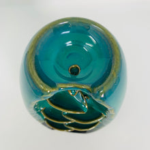 Load image into Gallery viewer, Backflow Burner - Ceramic (blue/green) &quot;Cascading Leaves&quot;
