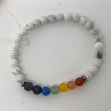 Load image into Gallery viewer, Howlite and Chakra (6mm) Bracelet
