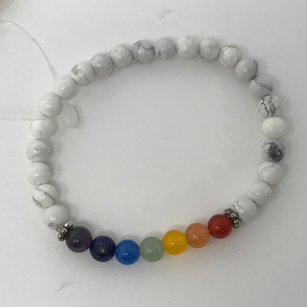 Howlite and Chakra (6mm) Bracelet